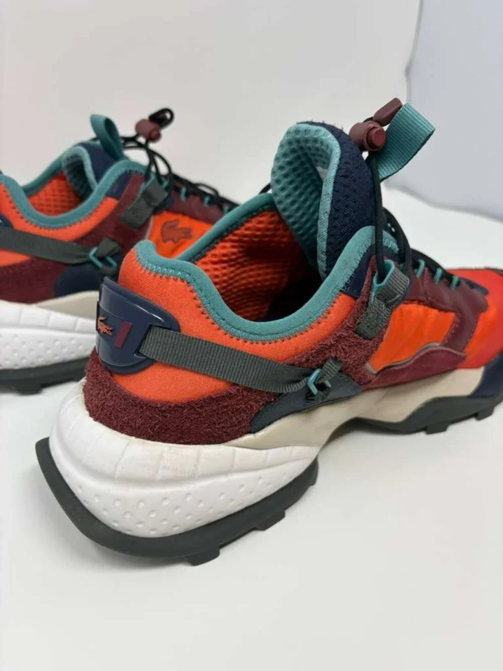 Lacoste L-Guard Breaker Sneakers Mens US 9.5 Orange Burgundy Shoes